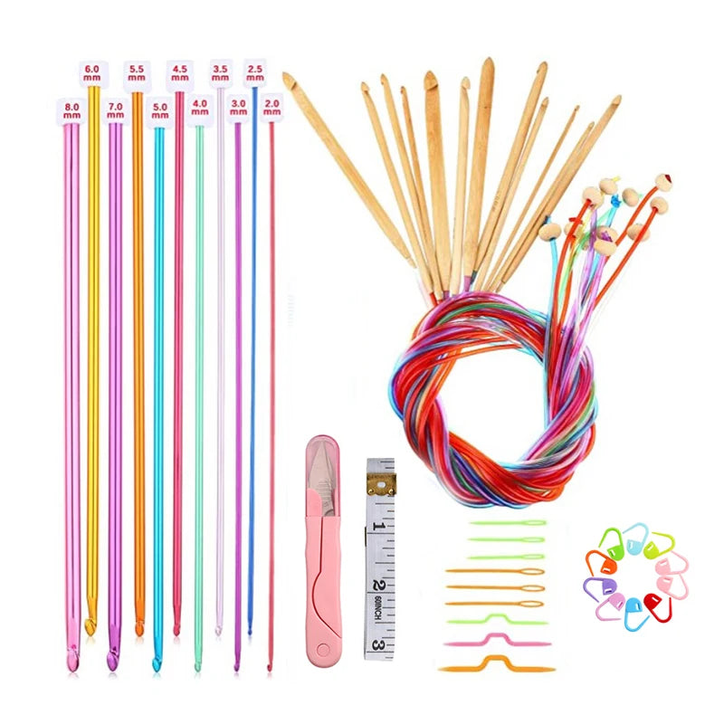 Crochet Hooks, Tunisian Set with Connecting Cable for Handmade Yarn Crafts