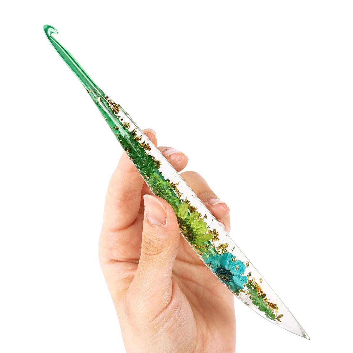Crochet Hooks, Floral Resin Handles for Handmade Needlecraft Projects