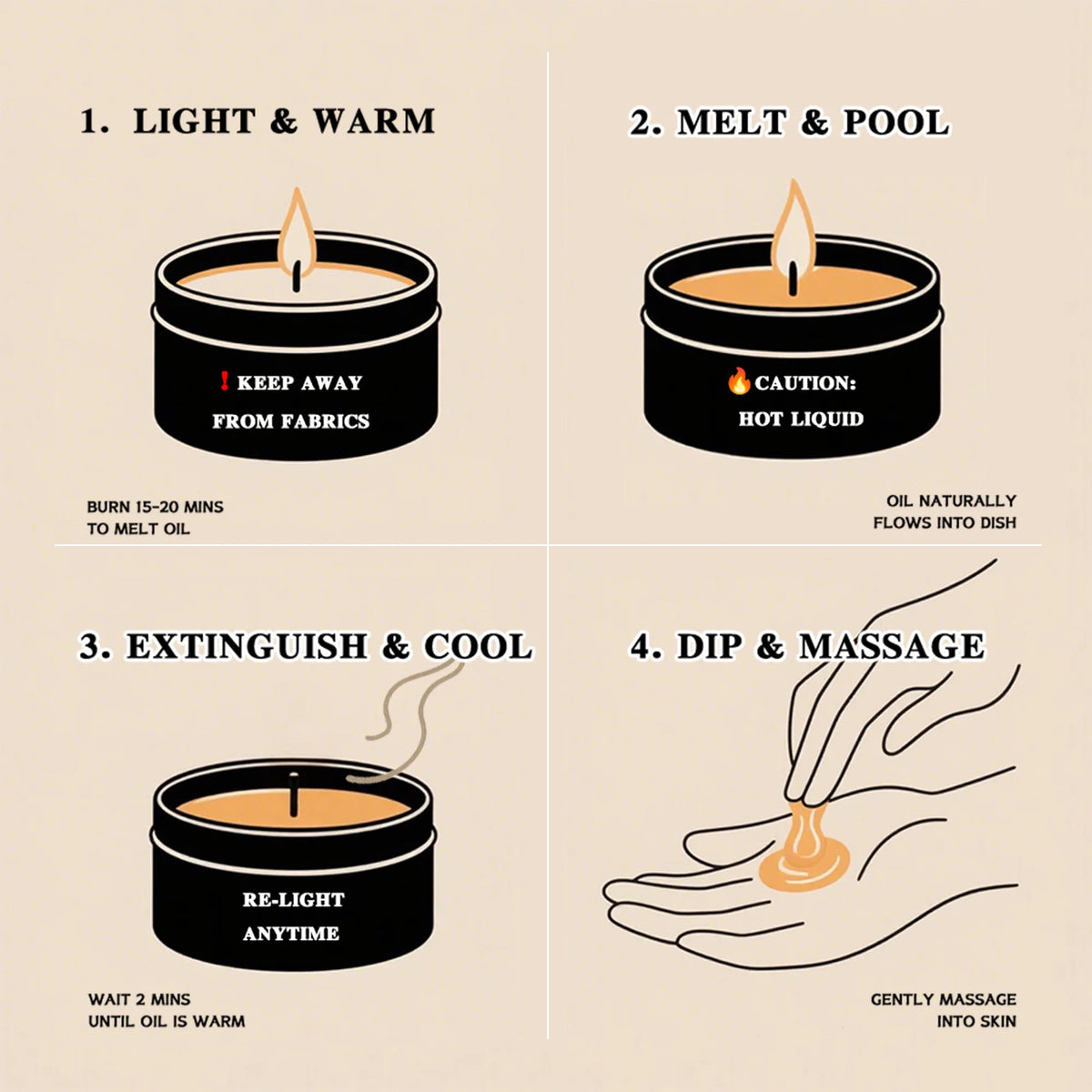 1PC Massage Oil Candles，Luxury Aromatherapy Candles，for Stress Relief and Skin Moisturizing，SM Product Scented Candle Body Oil