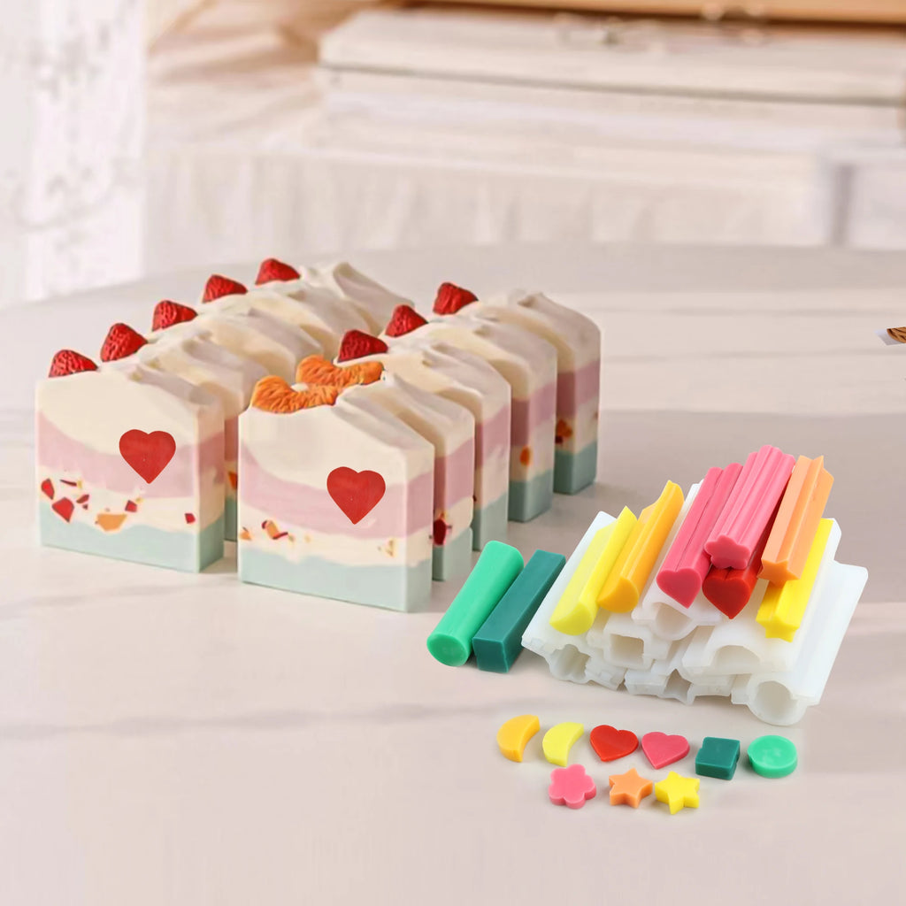 Candle Mold Silicone Tube Soap Embed Heart Star Moon Flower Round Square Casting