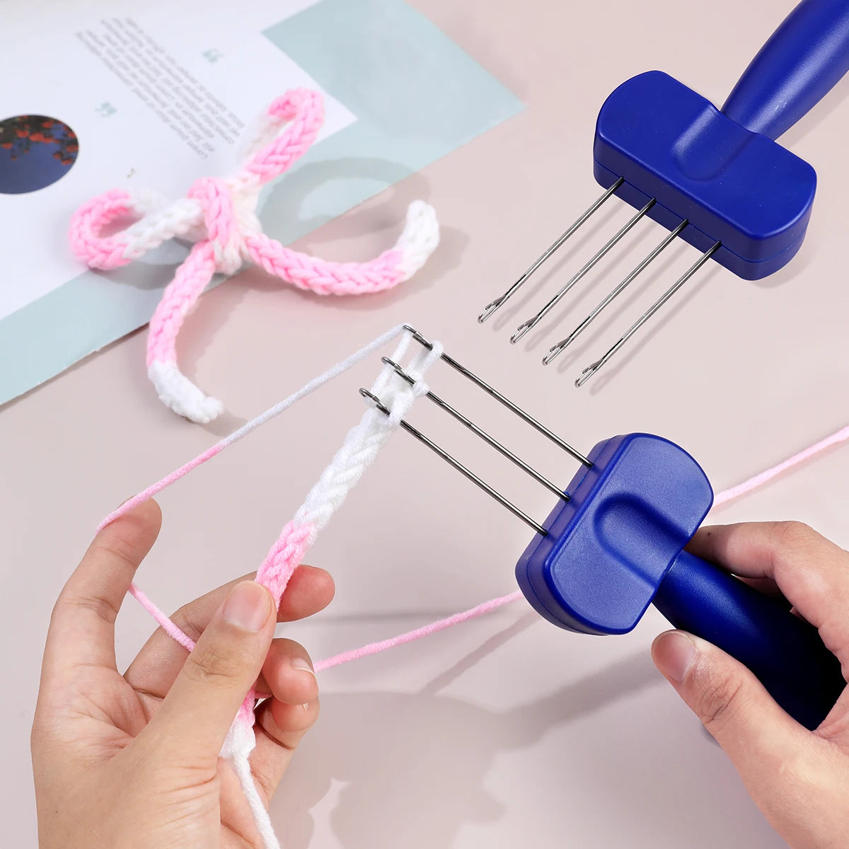 I-Cord Knitting Tool, Blue Lock Hooks for Handmade Cords & Yarn Crafts