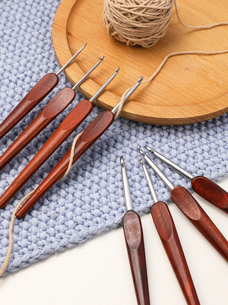 Crochet Hook, Polished Wooden Handle for Handmade Yarn & Needlework Crafts