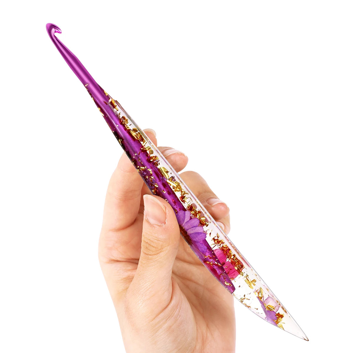 Crochet Hooks, Floral Resin Handles for Handmade Needlecraft Projects