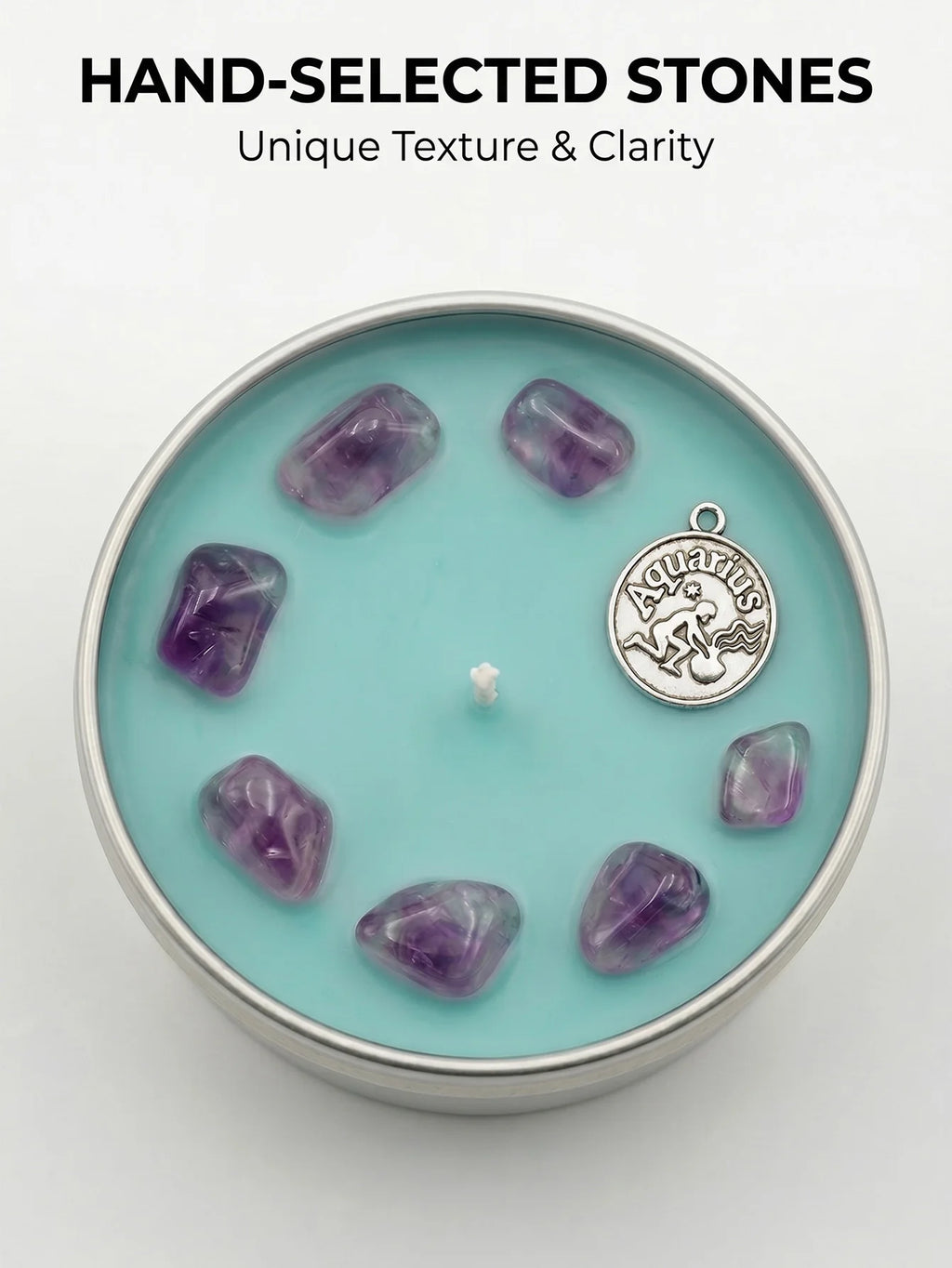 Aquarius Zodiac Scented Candle, Ozone Lavender, Astrology Aromatherapy Candle in Tin, Home Fragrance Decor Birthday Gift, 3oz