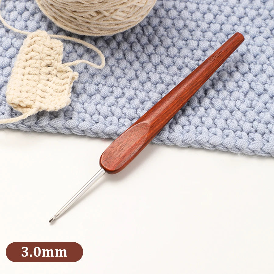 Crochet Hook, Polished Wooden Handle for Handmade Yarn & Needlework Crafts