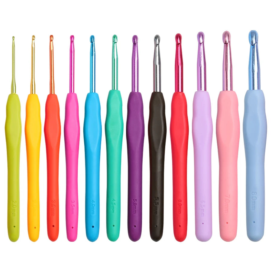 Crochet Hooks, Aluminum Set with Soft TPR Handles for Handmade Scarves