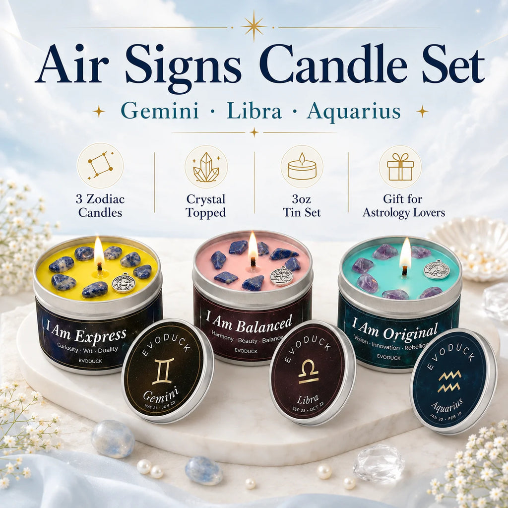 Scented Candles EVODUCK Zodiac Crystal Tins Astrology Birthday Home Fragrance