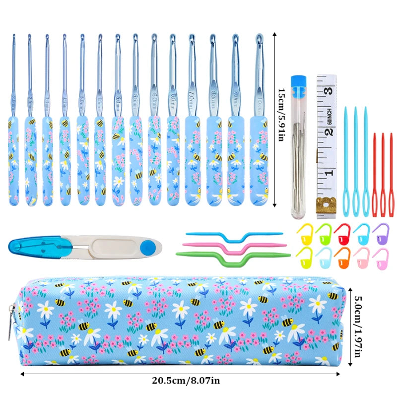 Crochet Hook, Bee Print Handle for Beginners & Handmade Yarn Projects