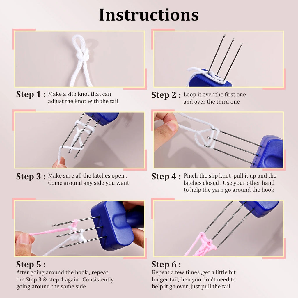 I-Cord Knitting Tool, Blue Lock Hooks for Handmade Cords & Yarn Crafts