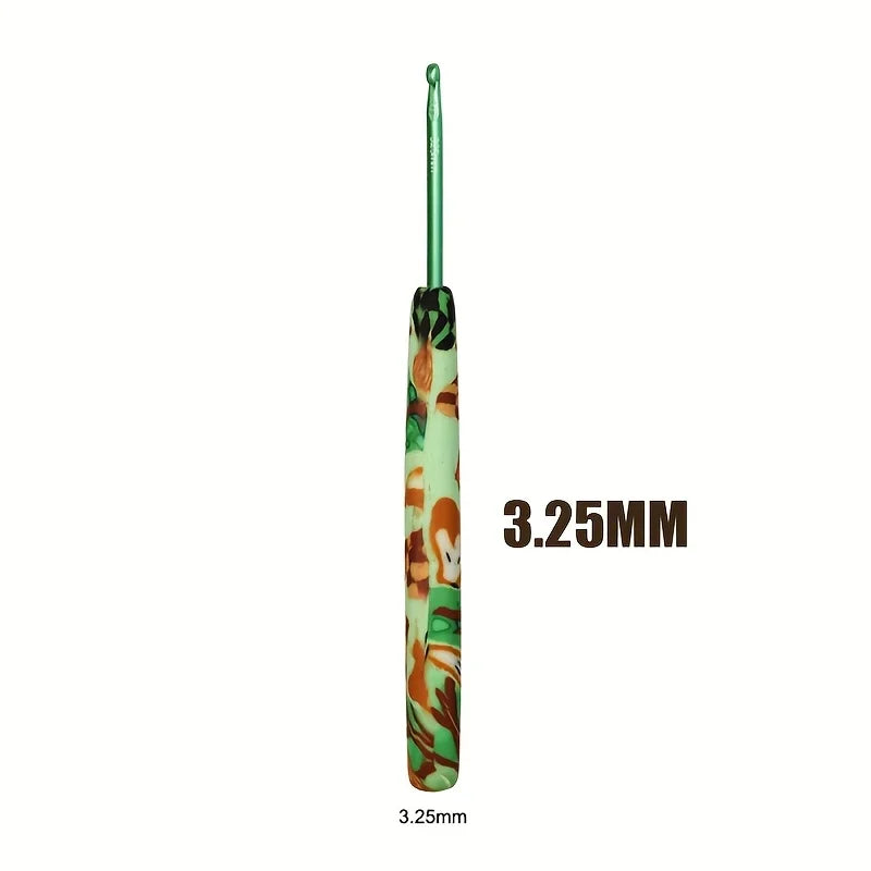 Crochet Hook, Animal Pattern Polymer Clay Handle for Handmade Yarn Crafts