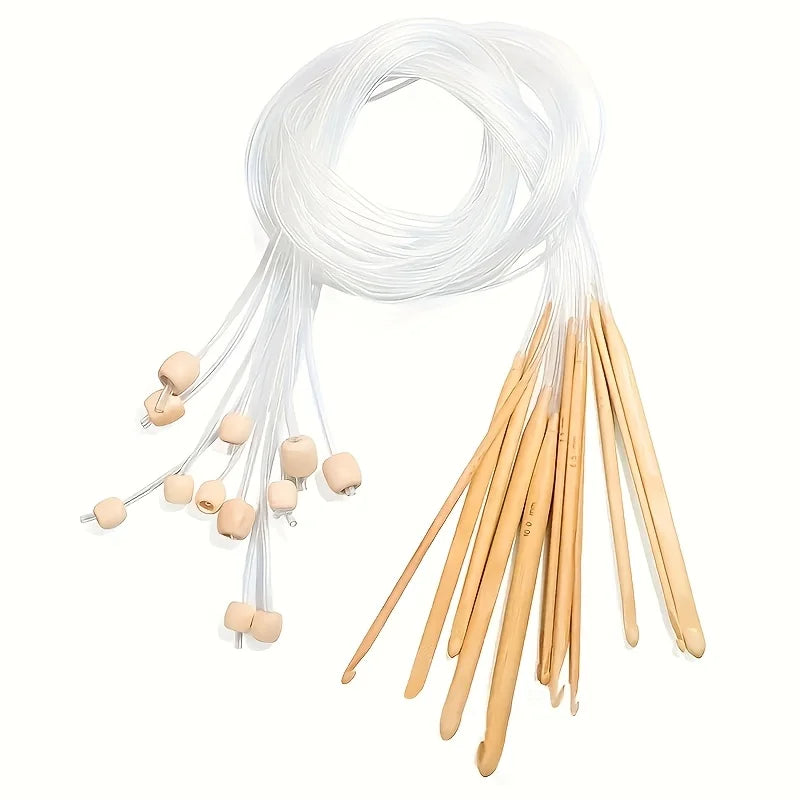 Crochet Hooks, Tunisian Set with Connecting Cable for Handmade Yarn Crafts