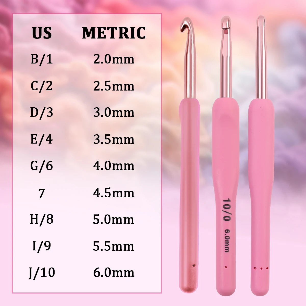 Crochet Hooks, Peach Pink Soft Handles for Handmade Sweaters & Scarves