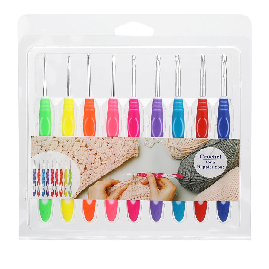 Crochet Hooks, Aluminum with Soft TPR Handles for Sweaters & Scarves