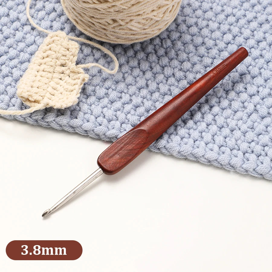 Crochet Hook, Polished Wooden Handle for Handmade Yarn & Needlework Crafts