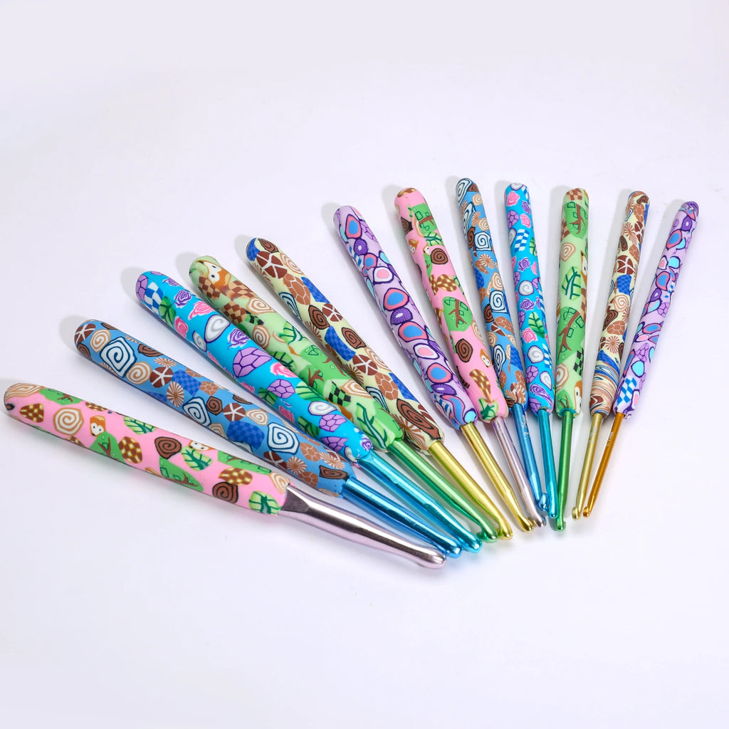 Crochet Hook, Animal Pattern Polymer Clay Handle for Handmade Yarn Crafts