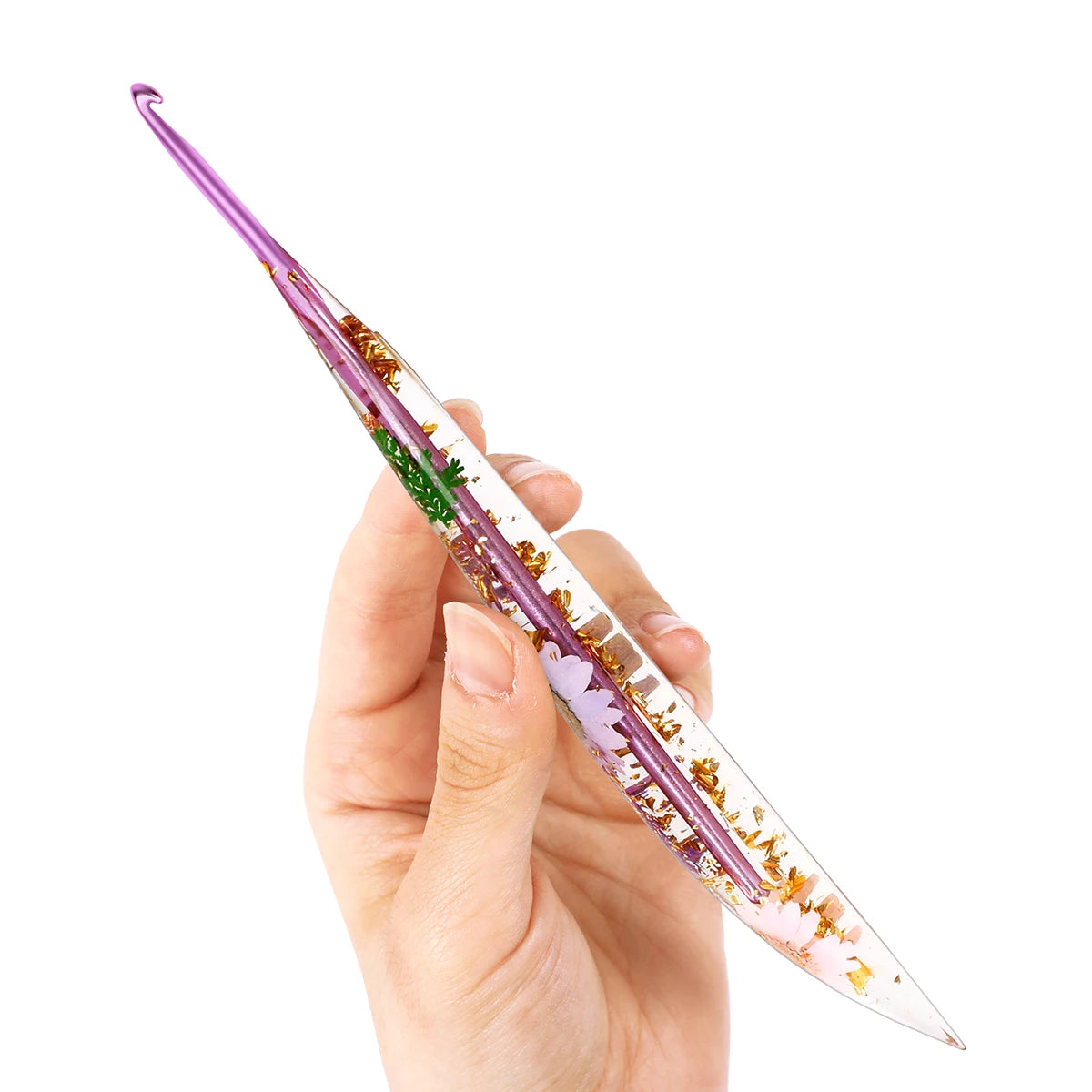 Crochet Hooks, Floral Resin Handles for Handmade Needlecraft Projects