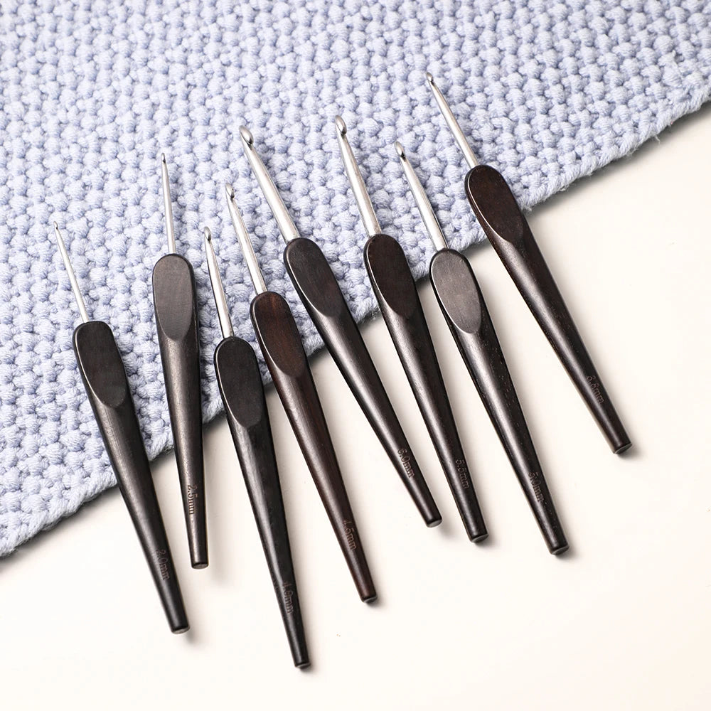 Crochet Hook, Wooden Handle & Aluminum Tip for Handmade Sweaters & Crafts