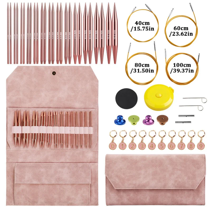 Knitting Needles, Interchangeable Circular Set with Craft Storage Bag
