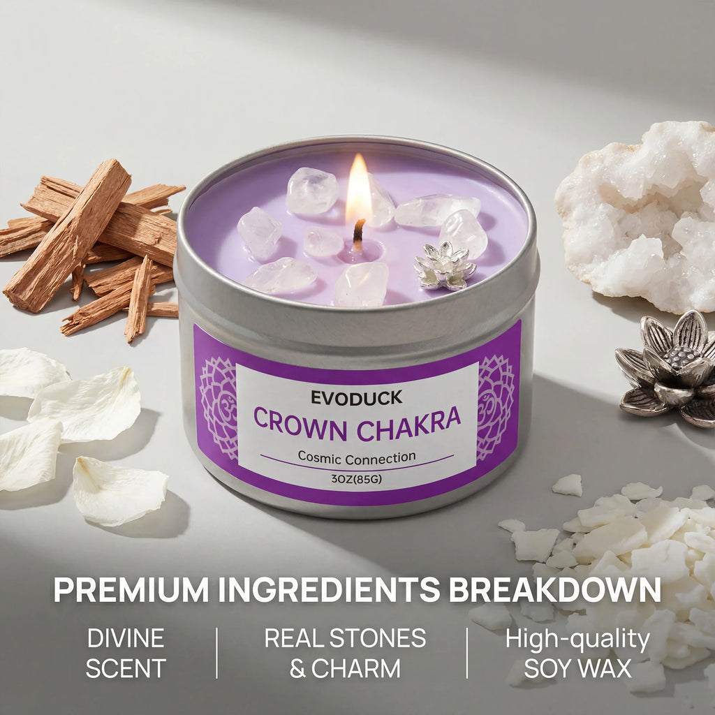 Crown Chakra Scented Candles Sandalwood Scent with Gift Box Spiritual Gifts for Women,Men, Valentines Day Birthday & Anniversary