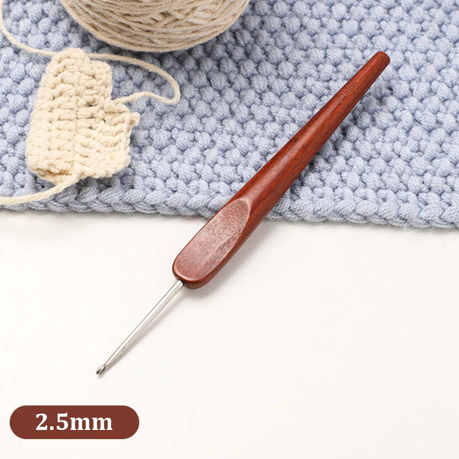 Crochet Hook, Polished Wooden Handle for Handmade Yarn & Needlework Crafts
