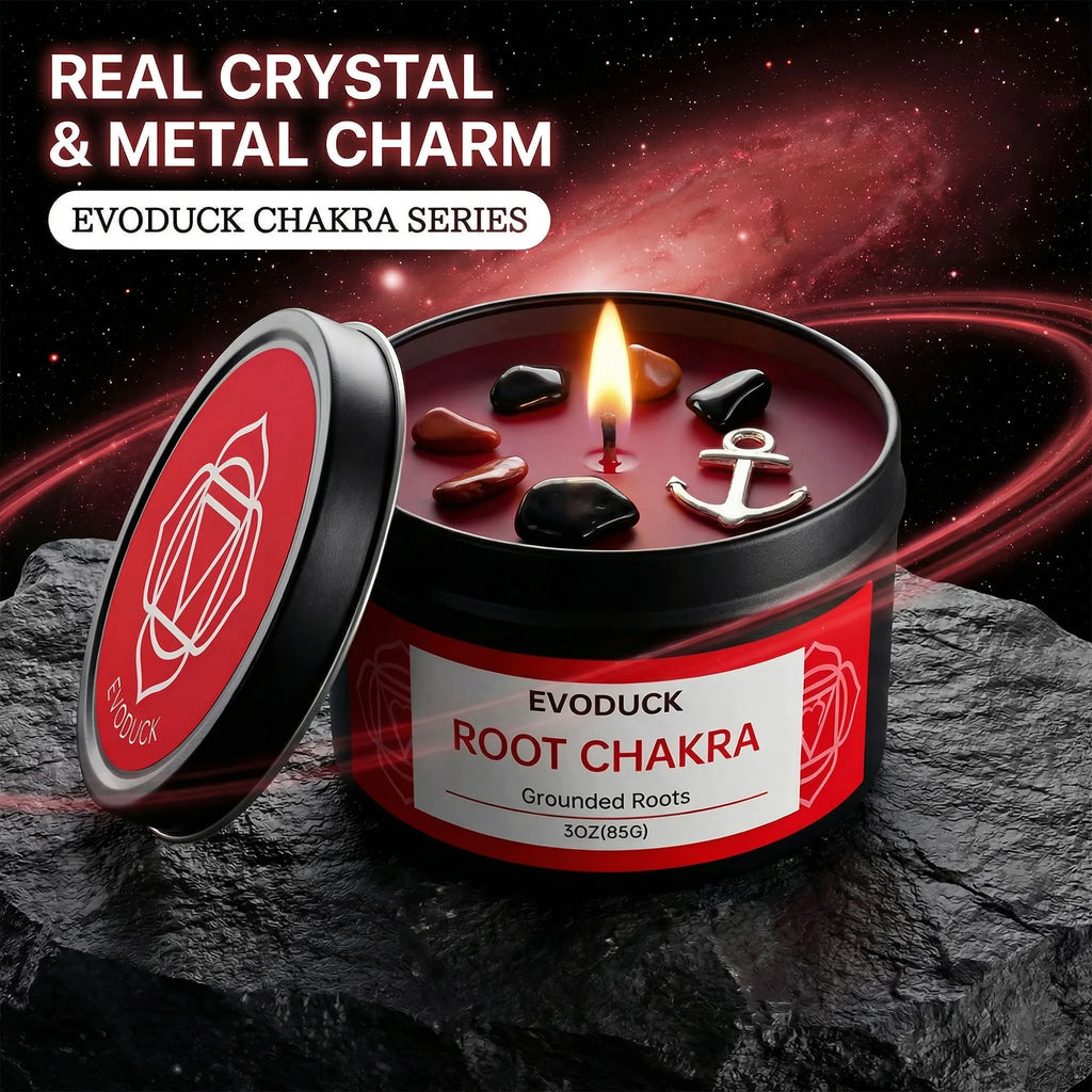 Scented Candles EVODUCK Seven Chakra Soy Wax Crystal Tins Home Fragrance