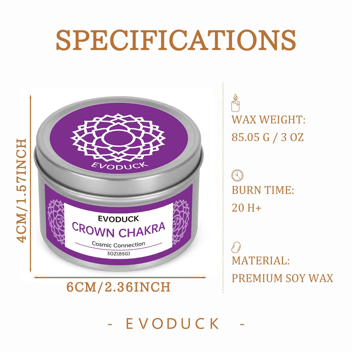 Crown Chakra Scented Candles Sandalwood Scent with Gift Box Spiritual Gifts for Women,Men, Valentines Day Birthday & Anniversary