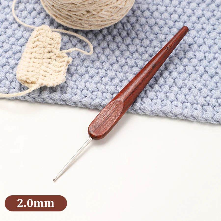 Crochet Hook, Polished Wooden Handle for Handmade Yarn & Needlework Crafts