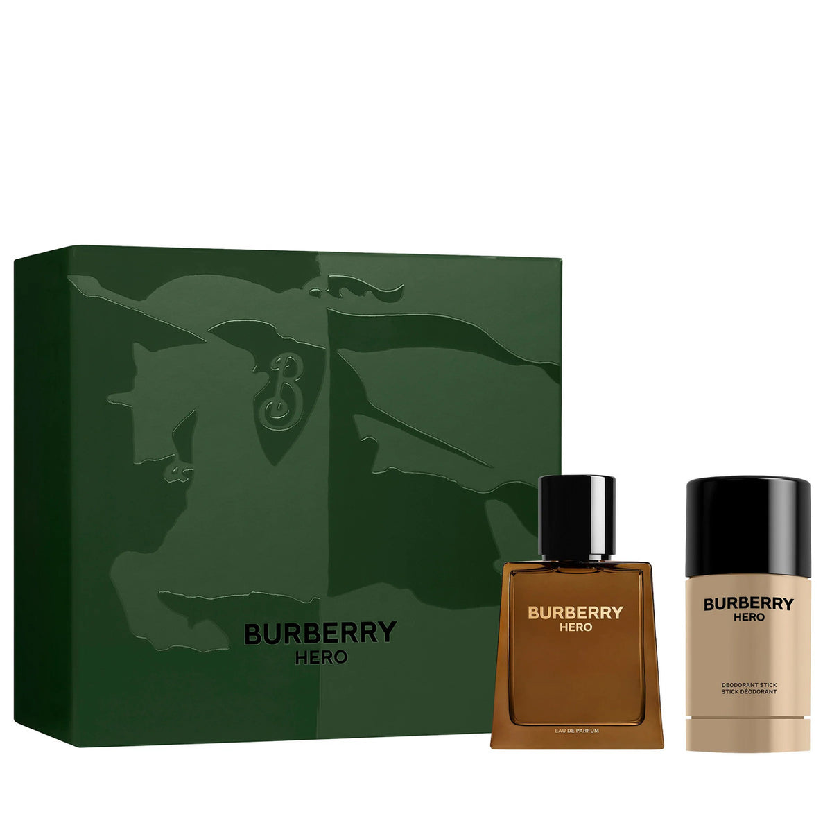 Burberry Hero 2 Pcs Set For Men: 1.6 Eau De Parfum Spray + 2.4 Deodorant Stick