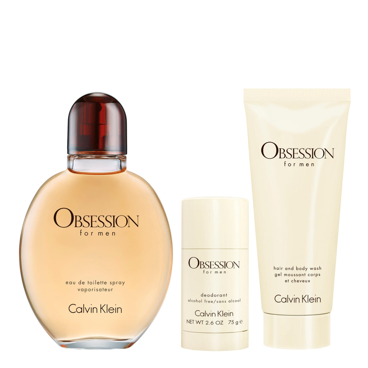 Calvin Klein Obsession 3 Pcs Set For Men: 4.2 Eau De Toilette Spray + 2.6 De...