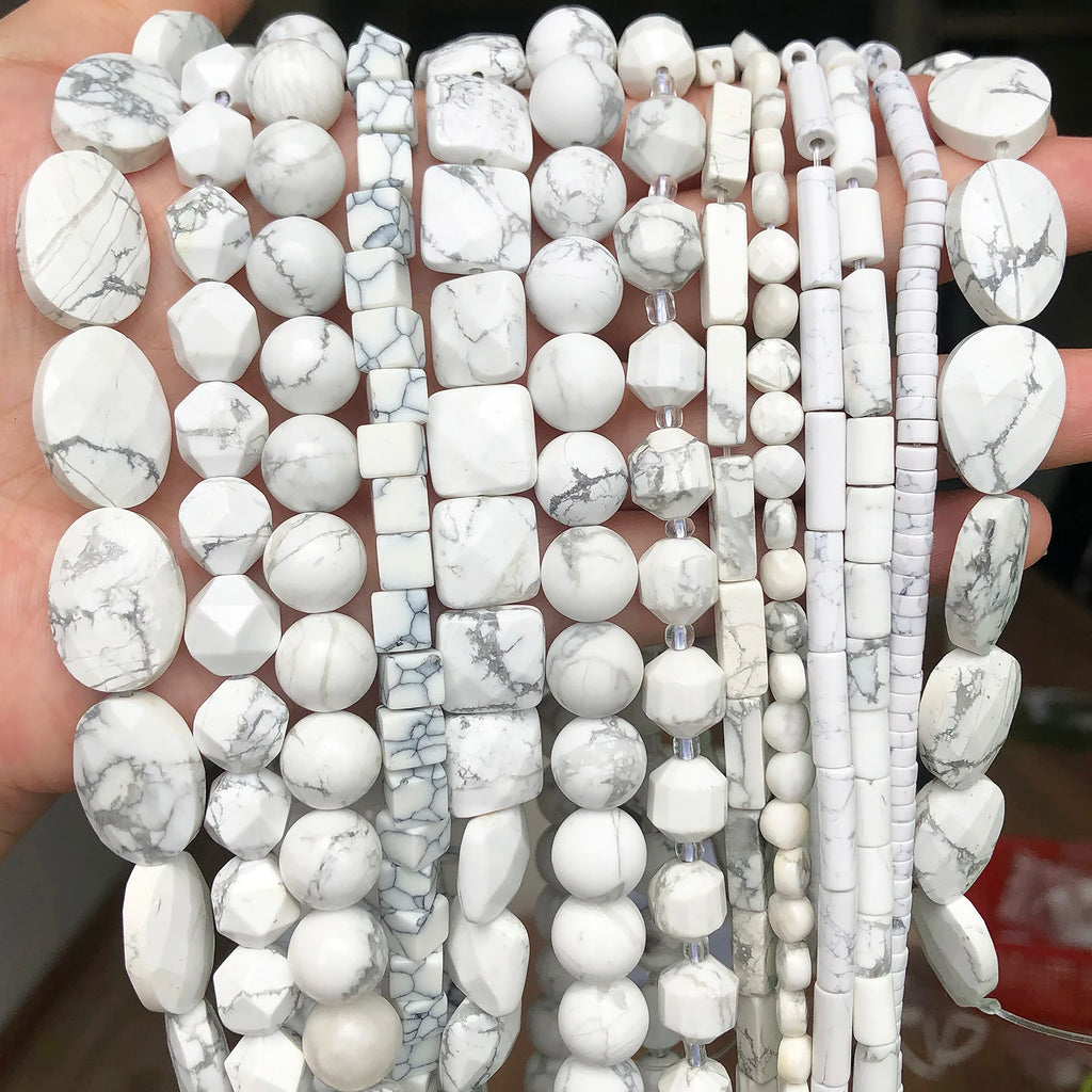 Stone Beads Matte White Howlite-Style Mixed Shapes for DIY Jewelry Making