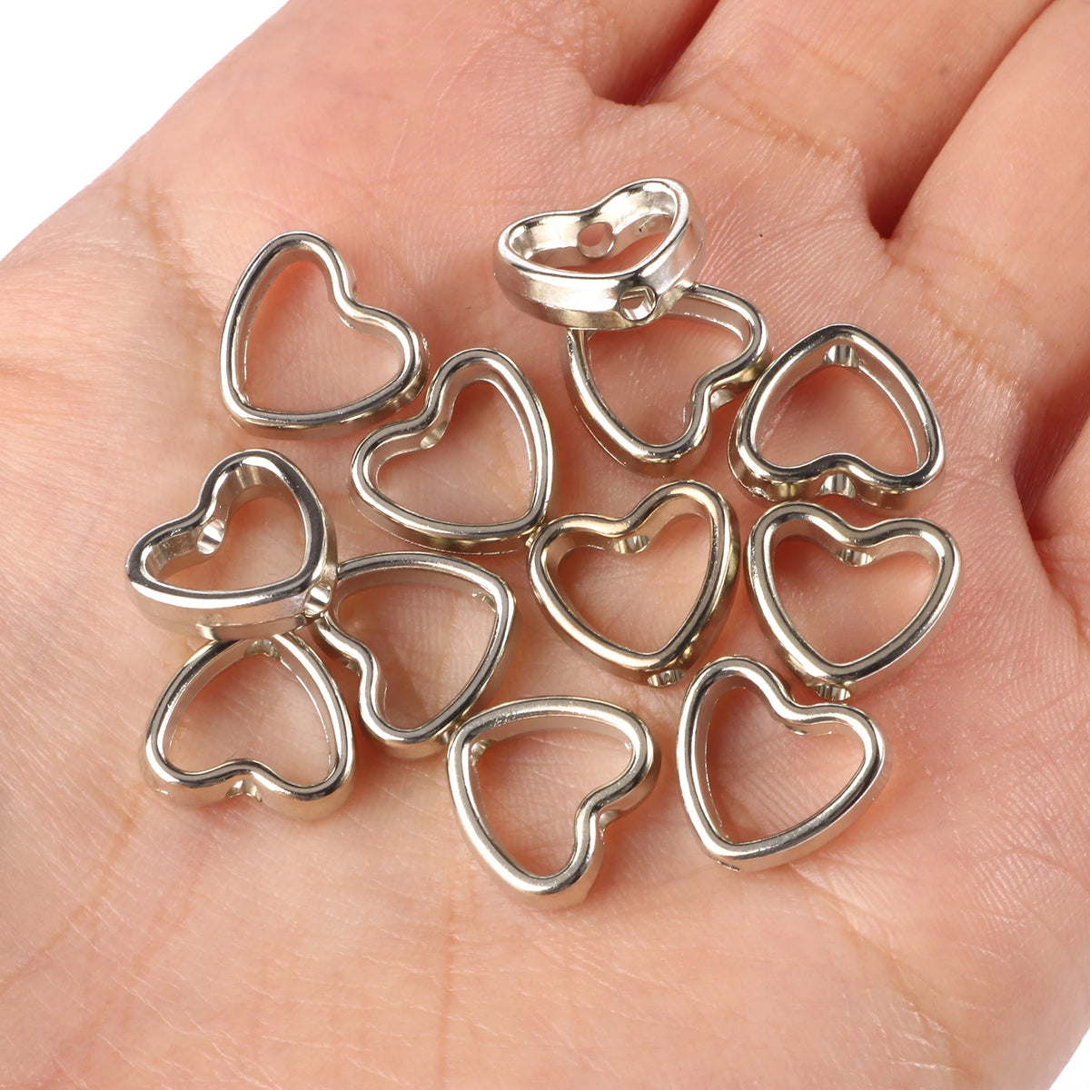 CCB Bead Frames Gold Color Heart Double-Hole for DIY Jewelry Making Craft Beads