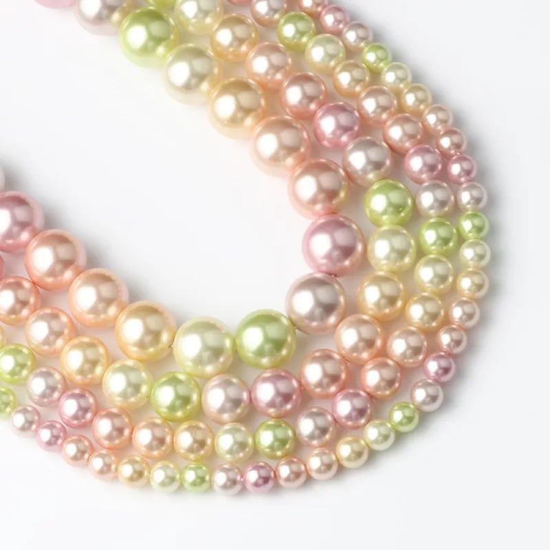 Shell Beads Round Pearl-Style Assorted Colors for DIY Jewelry Making Craft Beads