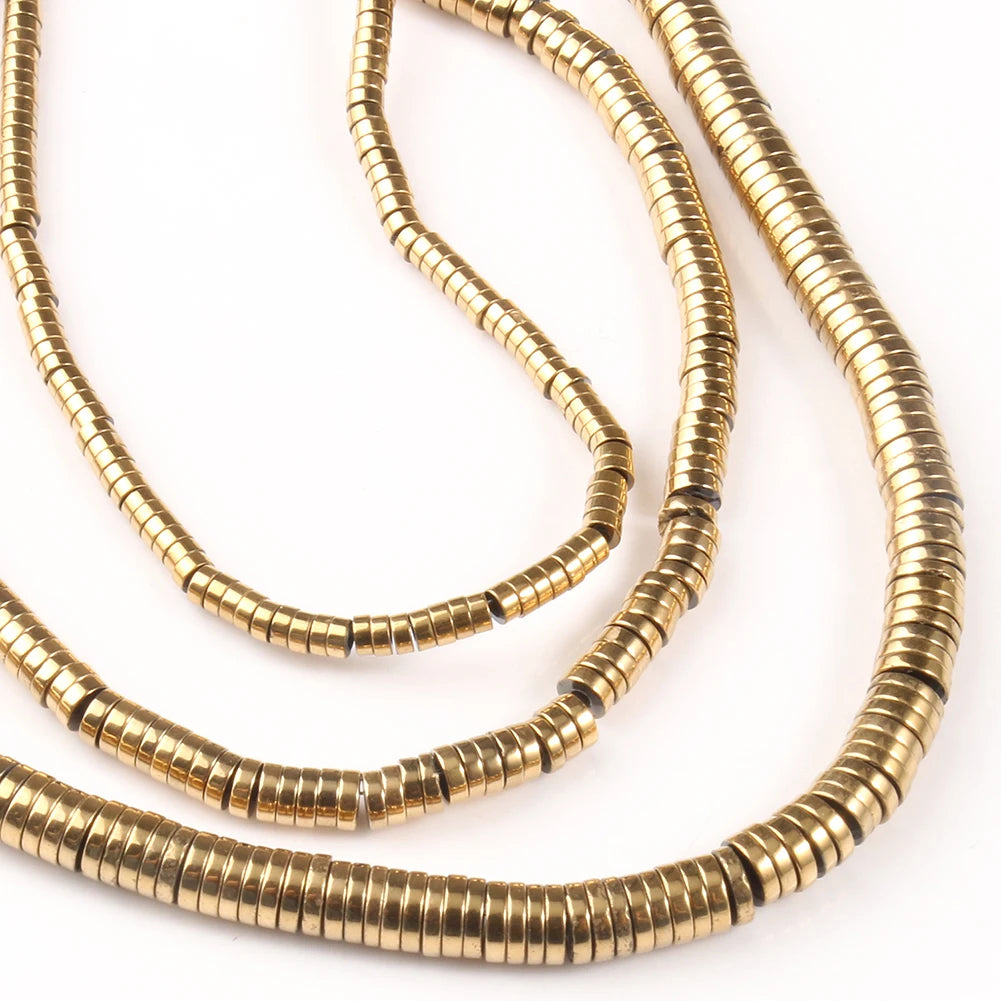 Stone Beads Gold-Tone Hematite-Style Round Cube for DIY Jewelry Making