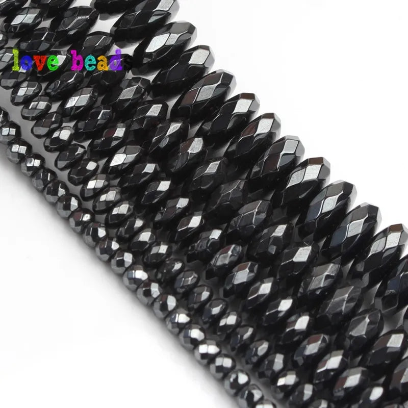 Stone Beads Flat Black Hematite-Style Spacers for DIY Jewelry Making Craft Beads