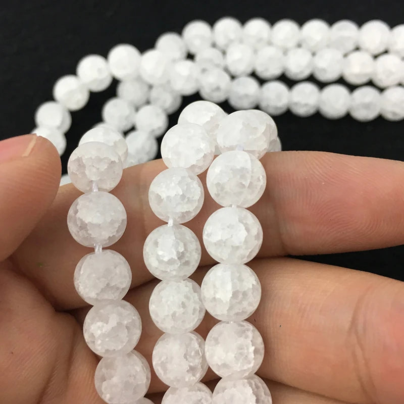 Stone Beads Round Multicolor Cracked Quartz-Style for DIY Jewelry Making