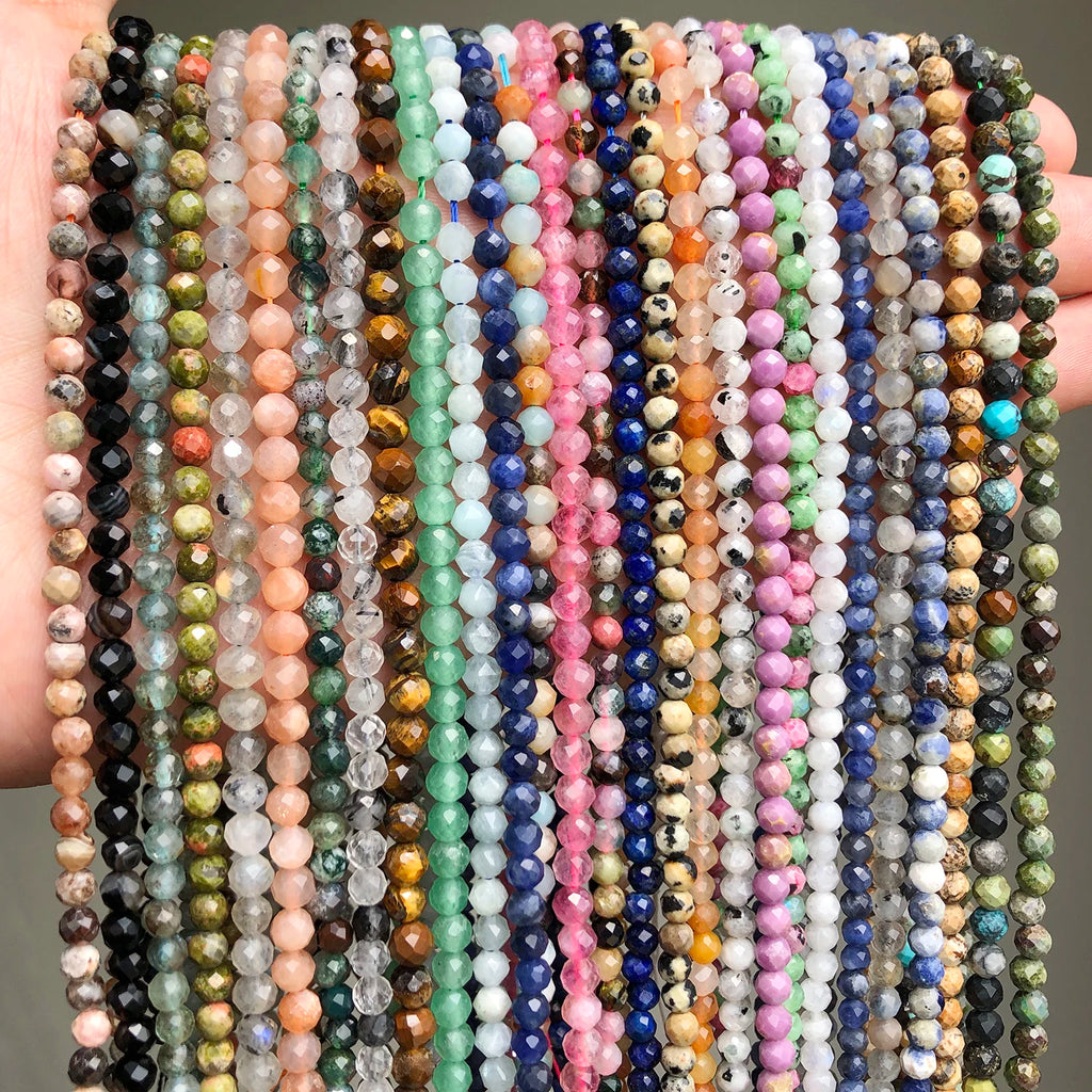 Stone Beads Faceted Emeralds Agates Crystal Gems Tiny Beadwork Bracelet Supplies