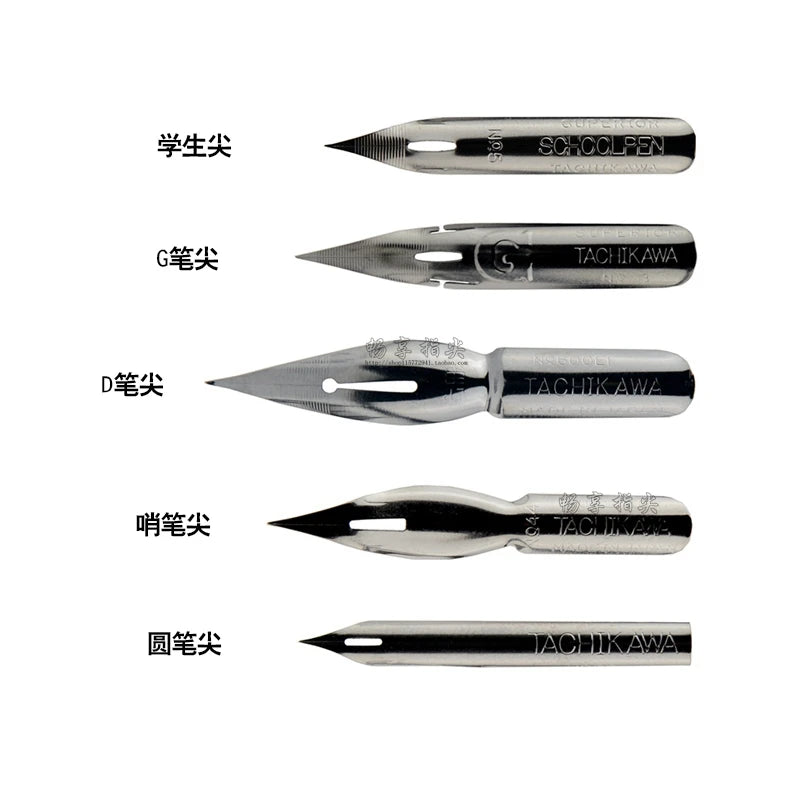 Nikko Tachikawa Dip Pen Nibs — G, D, Round, Student & Whistle Comic Nibs