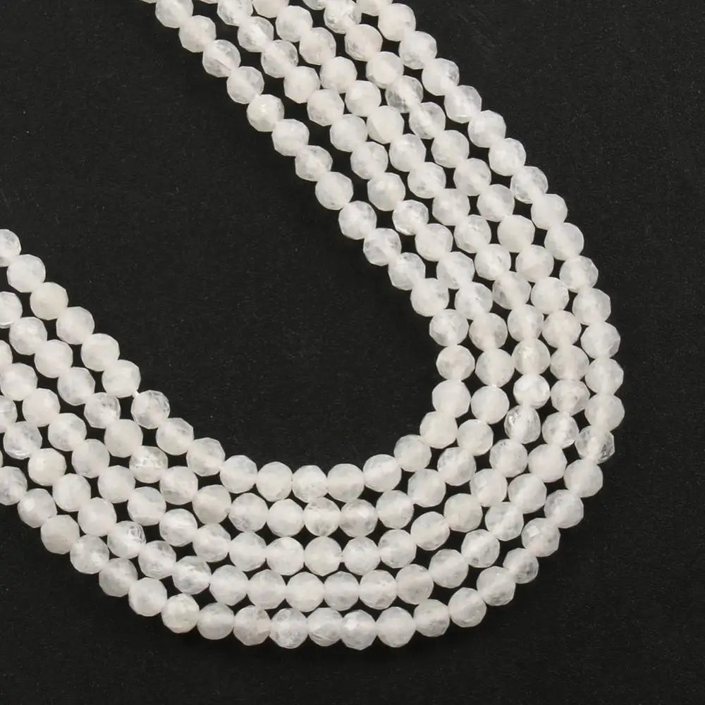 Stone Beads Tiny Faceted White Moonstone-Style for DIY Jewelry Making