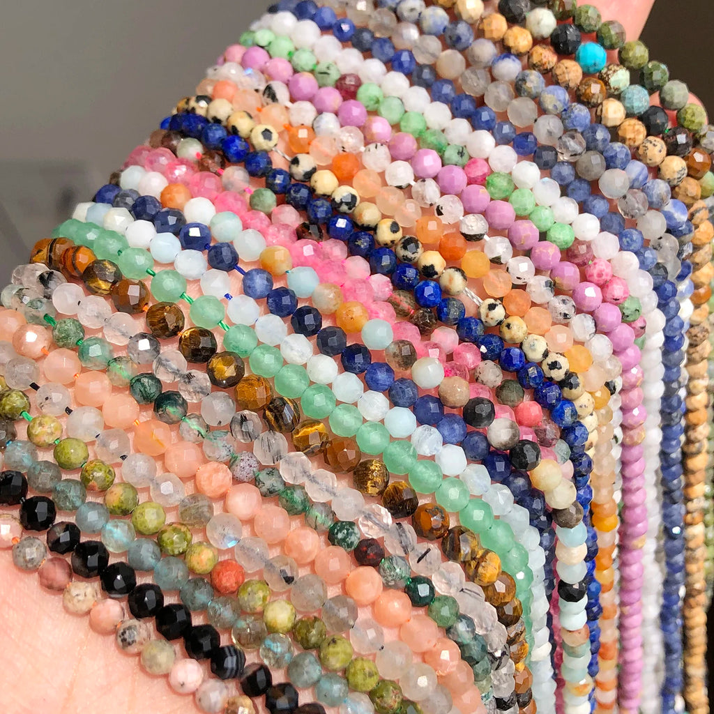 Stone Beads Faceted Emeralds Agates Crystal Gems Tiny Beadwork Bracelet Supplies