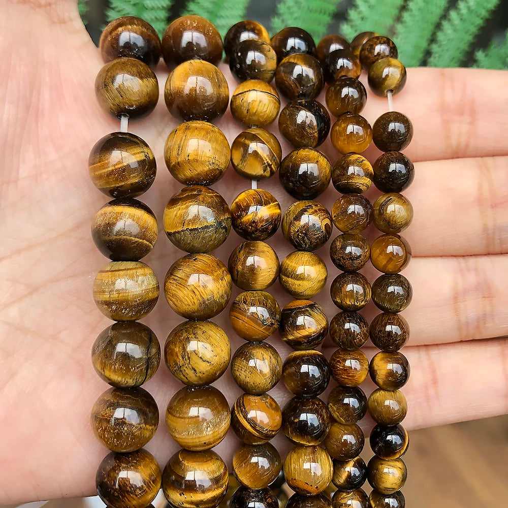 Stone Beads Round Yellow Tiger Eye for DIY Jewelry Making Bracelet Supplies