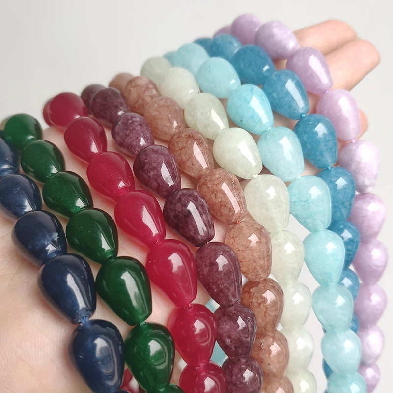Stone Beads Jades-Style Angelite Amazonite Waterdrop Shape Bracelet Craft Beads