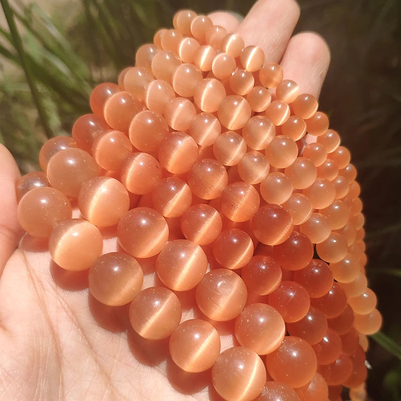 Glass Beads Round Cat Eye Opal-Style Mixed Colors for DIY Jewelry Making