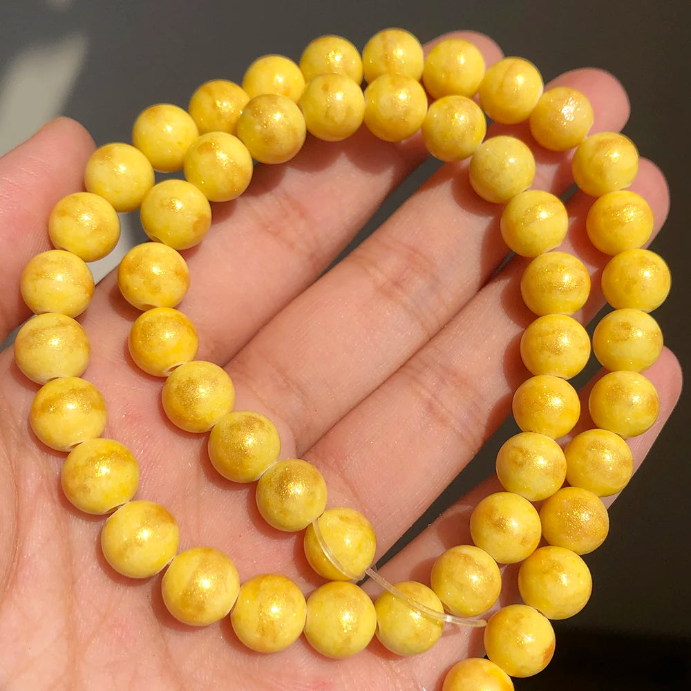 Stone Beads White Howlite-Style Gold-Tone Details for DIY Jewelry Making