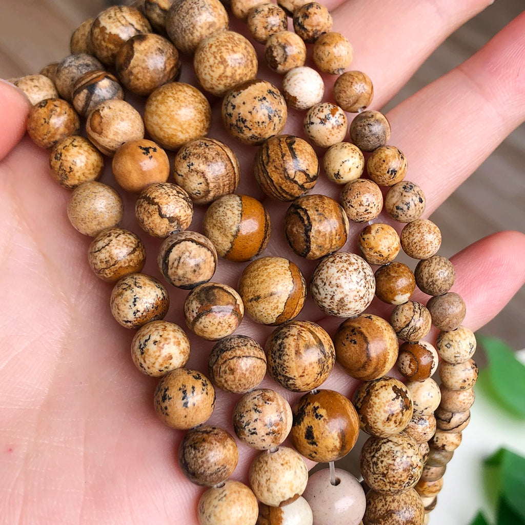 Stone Beads Matte Round Picture Jasper-Style for DIY Jewelry Making Craft Beads