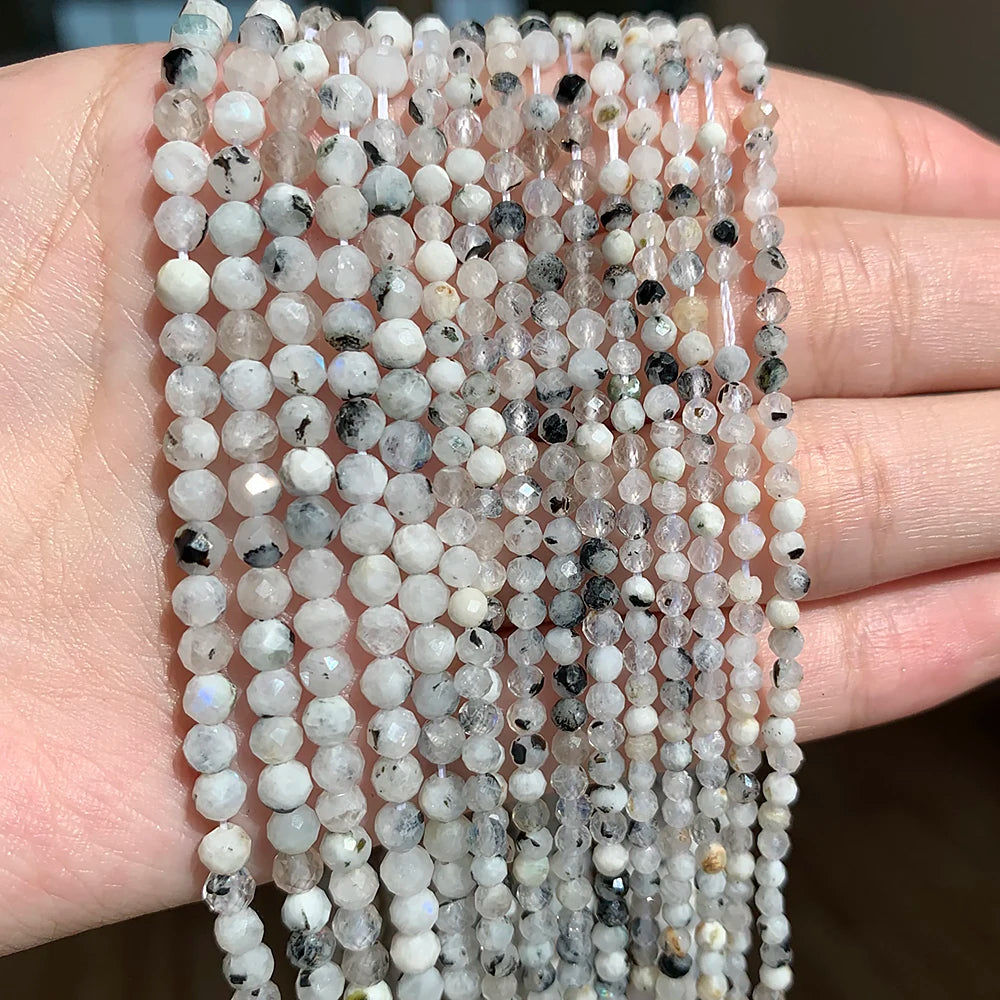 Stone Beads Tiny Faceted White Moonstone-Style for DIY Jewelry Making