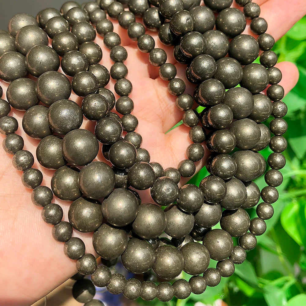 Stone Beads Round Iron Pyrite-Style Spacers for DIY Jewelry Making Craft Beads