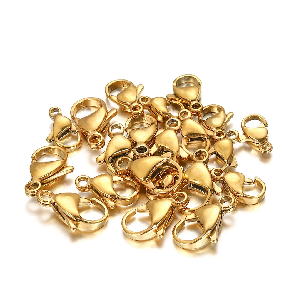Lobster Clasps Stainless Steel Gold Color Connectors DIY Jewelry Making