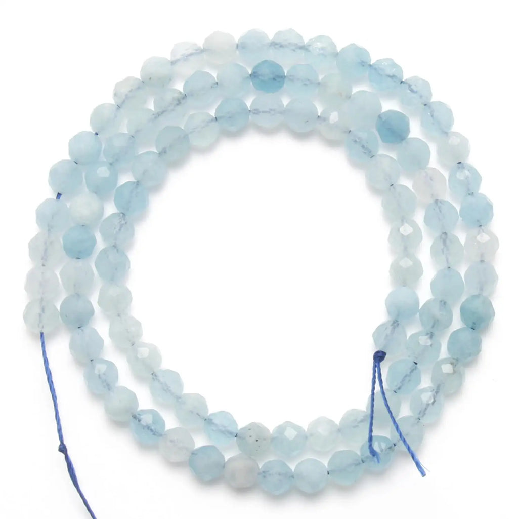 Stone Beads Blue Aquamarines-Style Gems Faceted Tiny Bracelet Bracelet Supplies