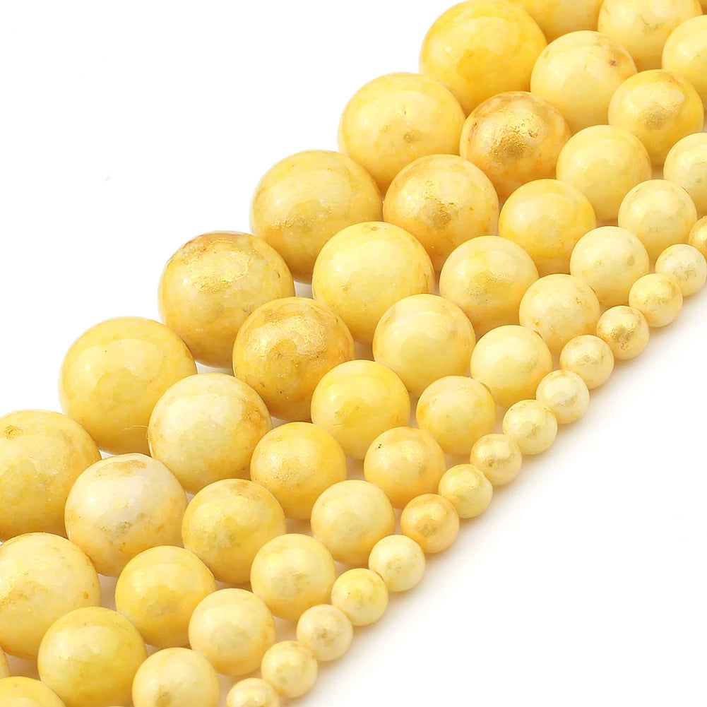 Stone Beads Round Yellow Jade Agate Hematite Styles for DIY Jewelry Making