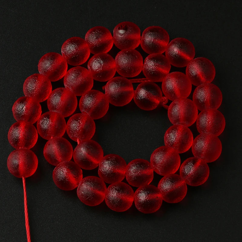 Glass Beads Matte Red Meteorite-Style Round for DIY Jewelry Making Craft Beads